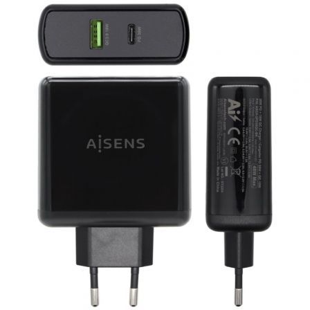 Aisens Cargador 48W USB-C PD3.0 y USB-A QC3.0 Blanco
